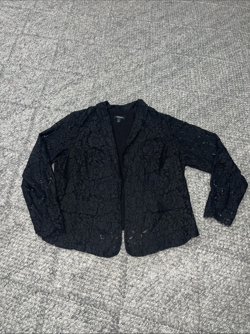 Torrid Black Lace Open-Front Blazer Jacket